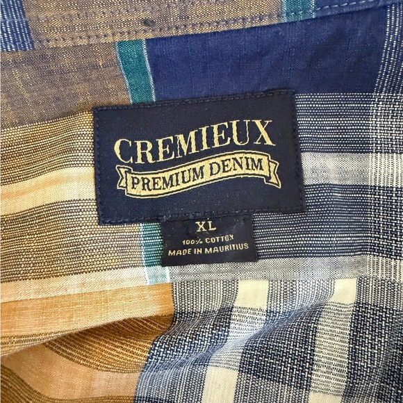 Daniel Cremieux Navy and Mustard Plaid Button-Down Shirt - Picture 3 of 7